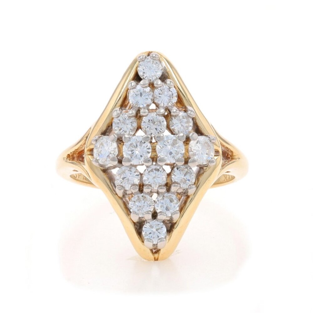 Spark Diamond Cluster Cocktail Ring - Yellow Gold 14k Round Brilliant 1.00ctw